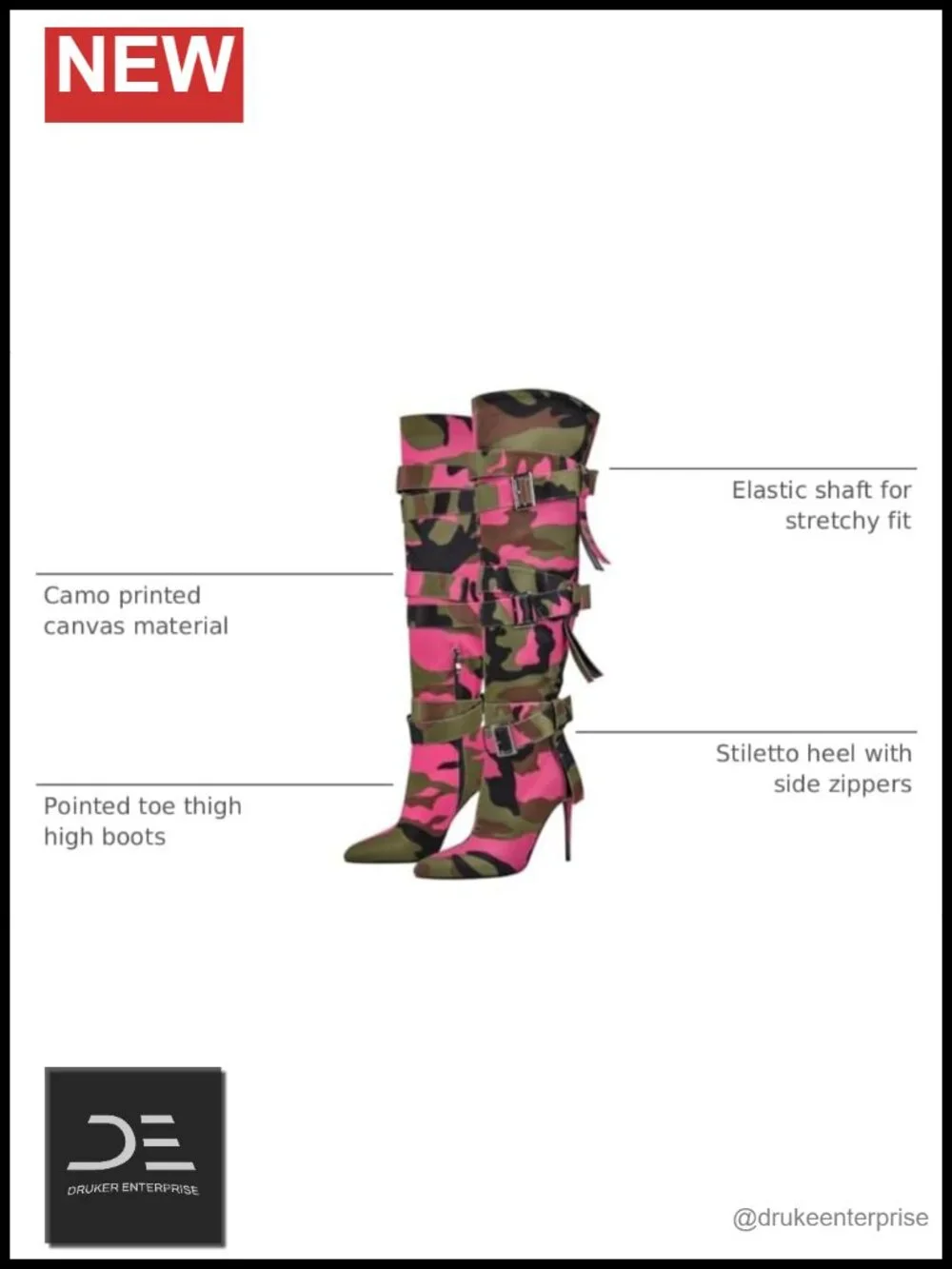 Women's Thigh High Boots with Straps Stiletto Heel Pointed Toe Riding Boots